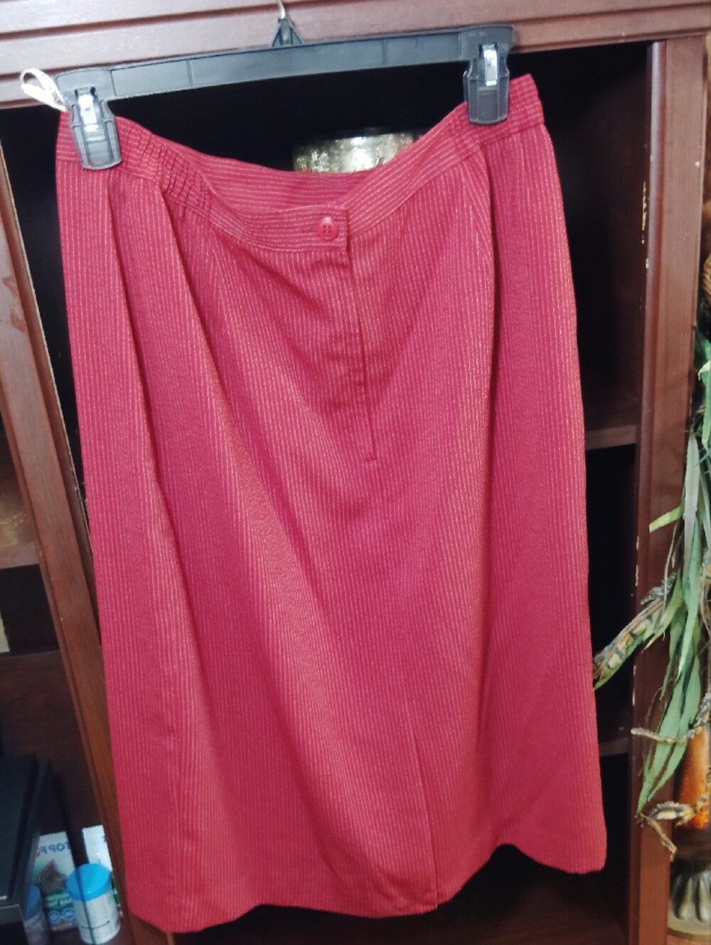 Sag Harbor Burgundy Pinstripe Blazer And Skirt Set. - Picture 3 of 6